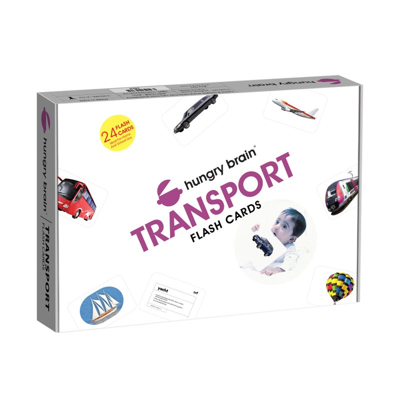Hungry Brain Transport Flash Cards for Toddler | 24 Double-Sided Educational Cards | Real Picture | Learning Toys for Kids Ages 1-4 | Preschool Learning Gift - Image 1
